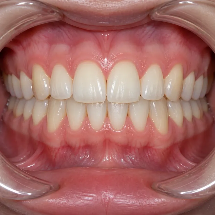 correction of a child's bite — close-up of the result after treatment in a clinical photo