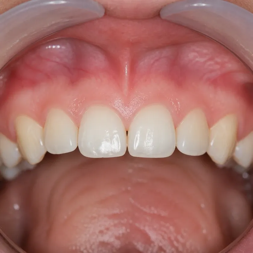 Orthodontic treatment for children — close-up of the result after treatment in a clinical photograph