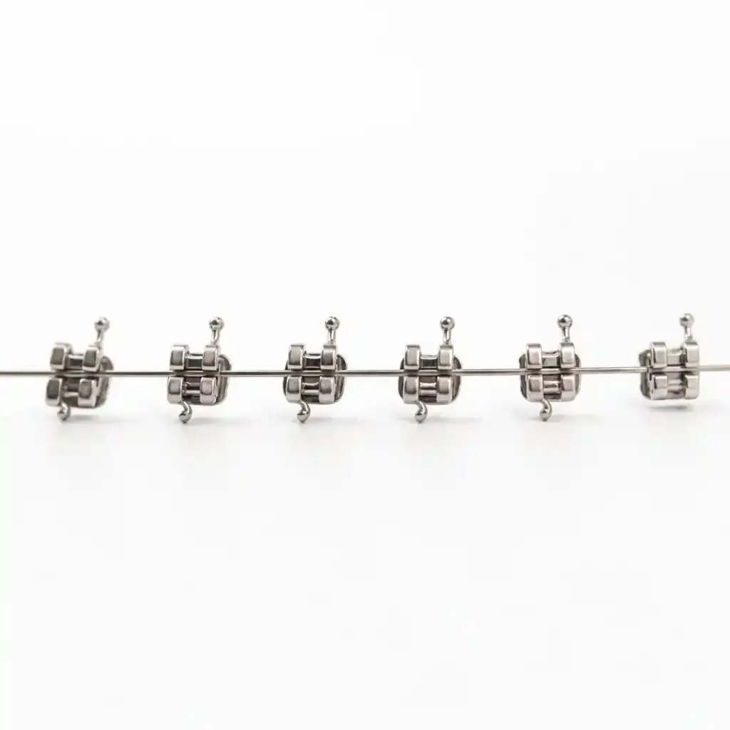 Metal braces with archwire