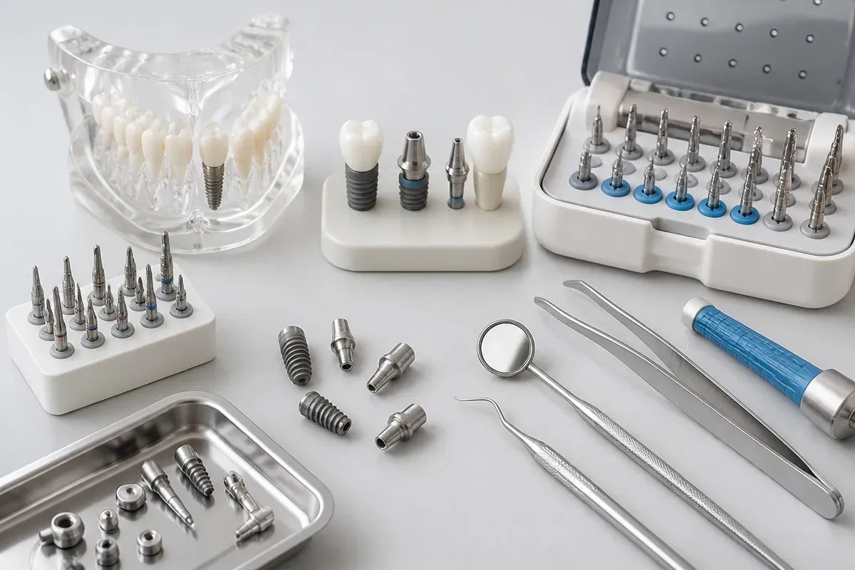 Instruments and materials for this type of treatment, laid out on a light surface — an illustration for the "Alpha Bio" section