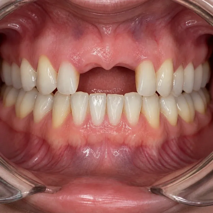 Israeli dental implants — pre-treatment condition on a clinical image