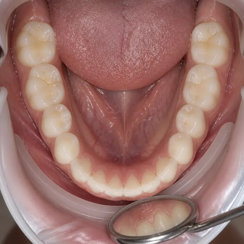 Dental aligners for children — close-up clinical photo of the result after treatment