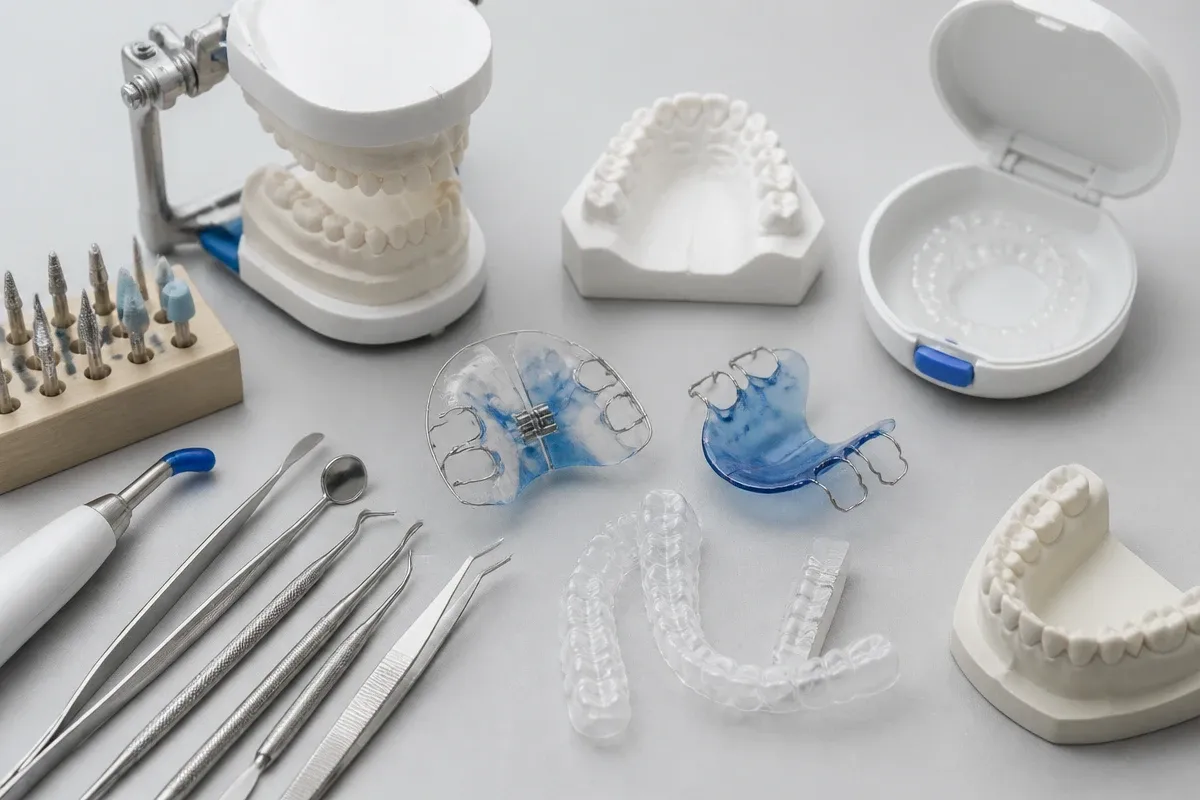 Tools and materials for this type of treatment, laid out on a light surface — an illustration for the section “Removable and fixed systems”