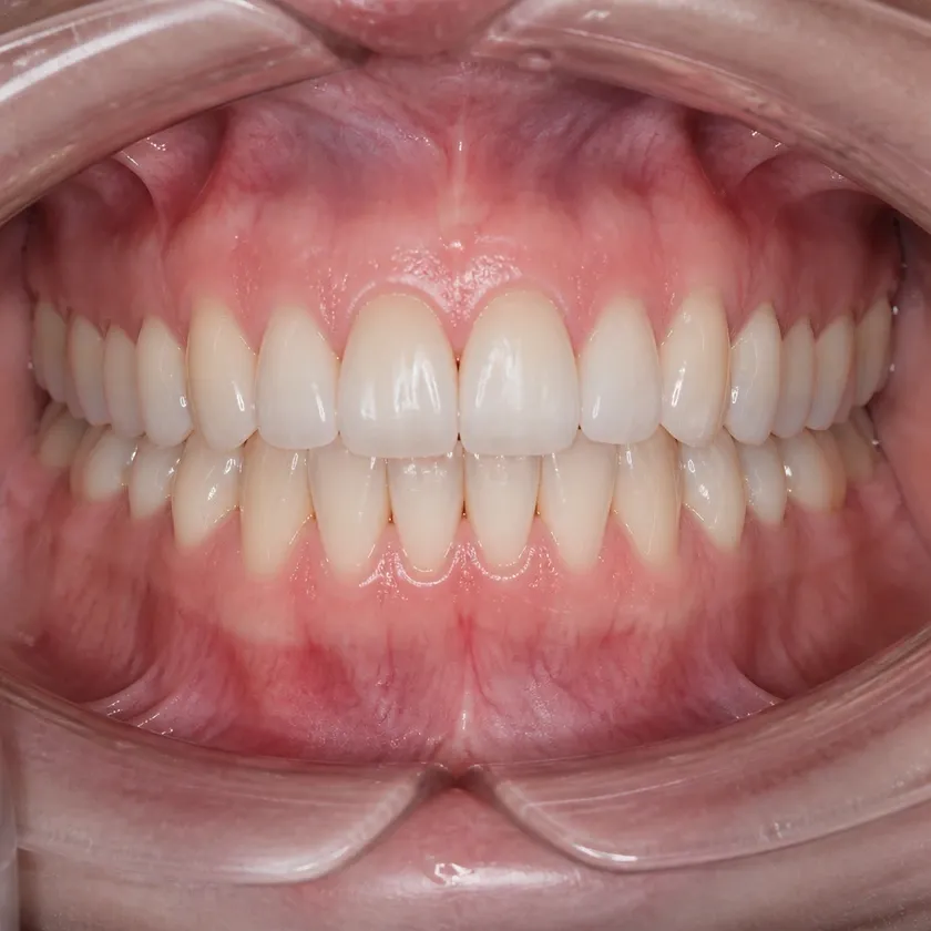 ceramic braces — close-up of the result after treatment in a clinical photograph