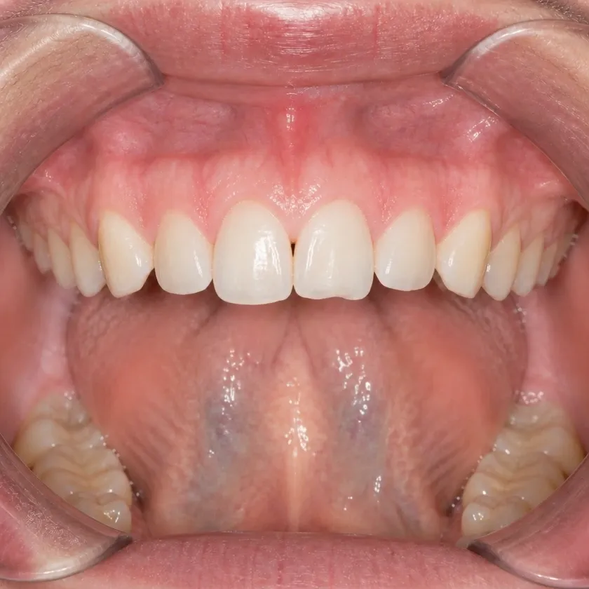 Ceramic Damon Clear braces — before-treatment condition in a clinical photograph