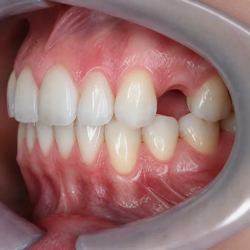 Laser dental implantation — pre-treatment condition on a clinical image