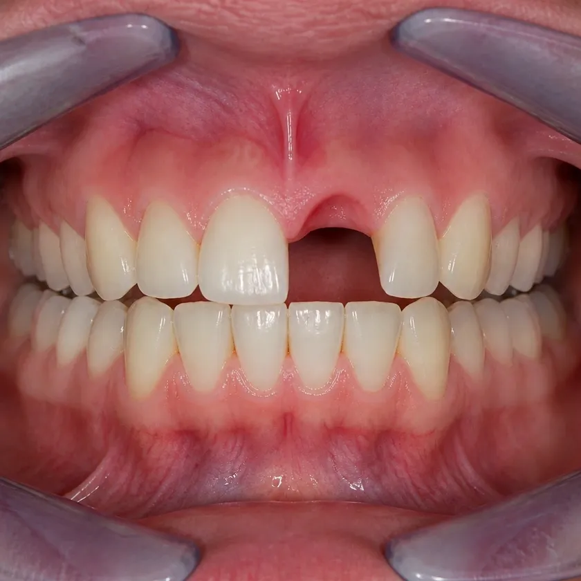 Laser dental implantation — pre-treatment condition on a clinical image