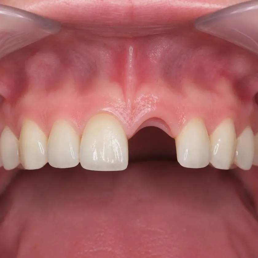 Laser dental implantation — pre-treatment condition on a clinical image