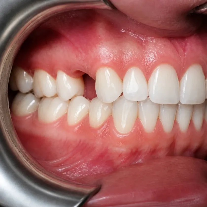 Laser dental implantation — pre-treatment condition on a clinical image