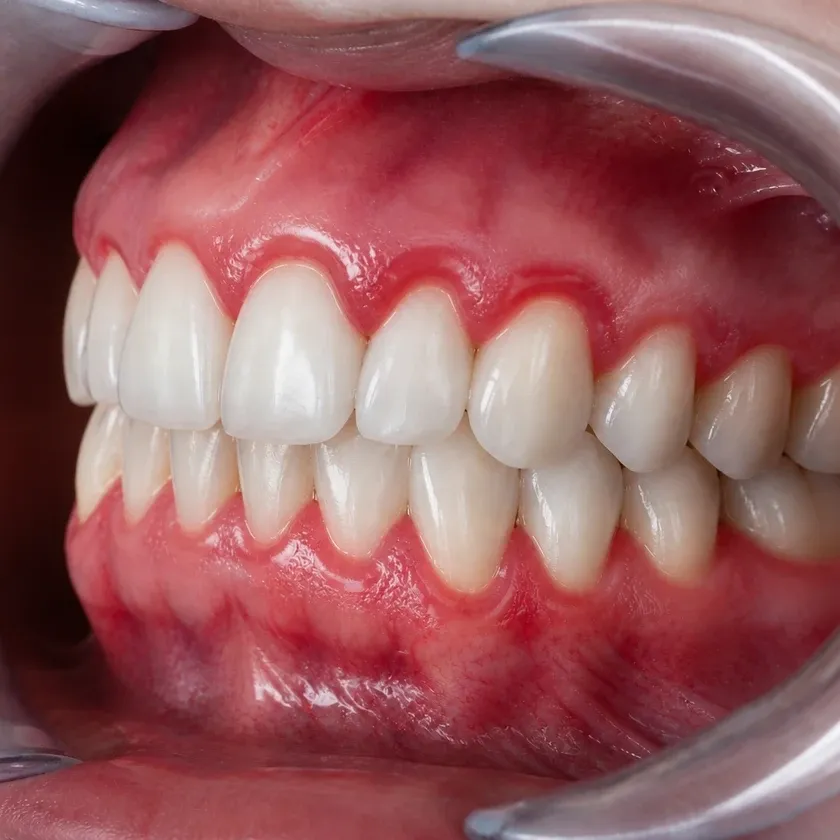 Gum treatment with the Vector device — before-treatment condition on a clinical image