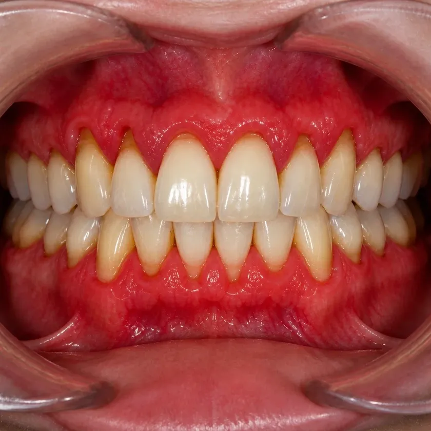 Gum treatment with the Vector device — before-treatment condition on a clinical image