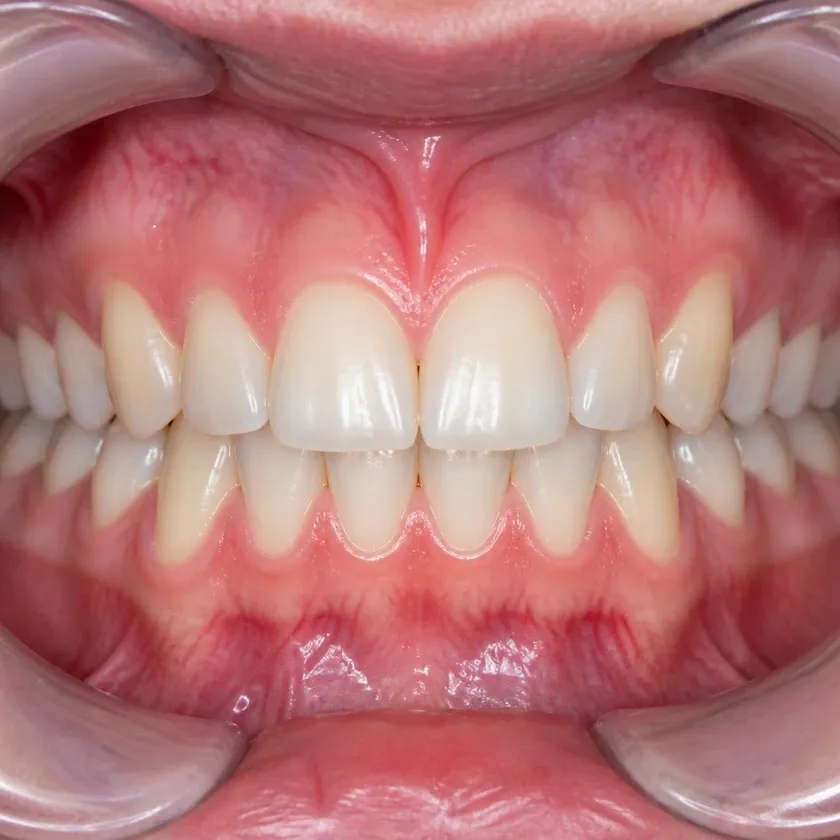 Gum treatment with the Vector system — close-up clinical photo of the result after treatment