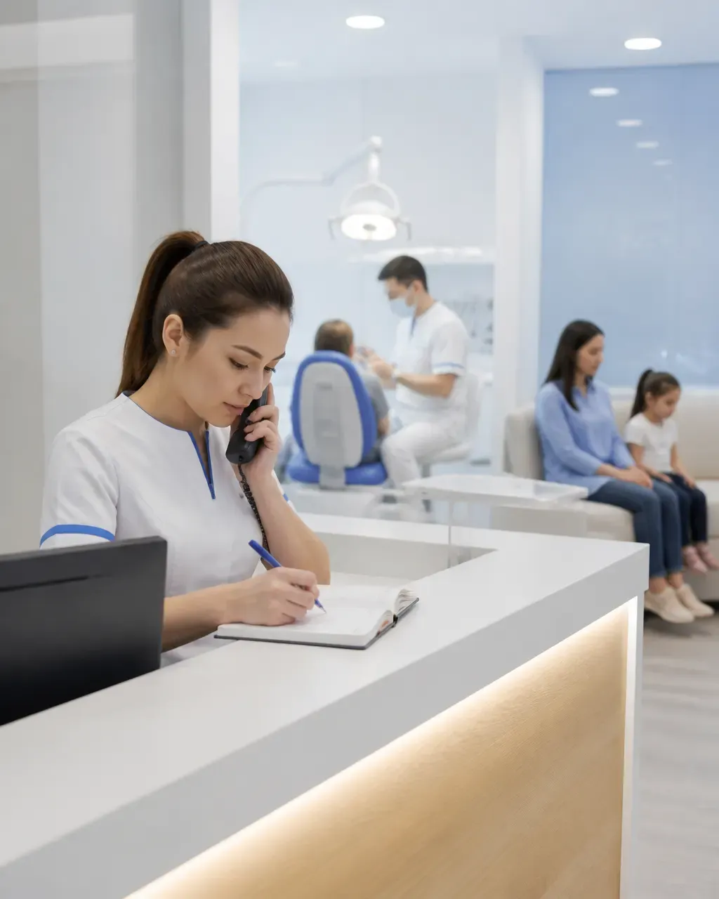 The clinic administrator schedules the patient's appointment by phone