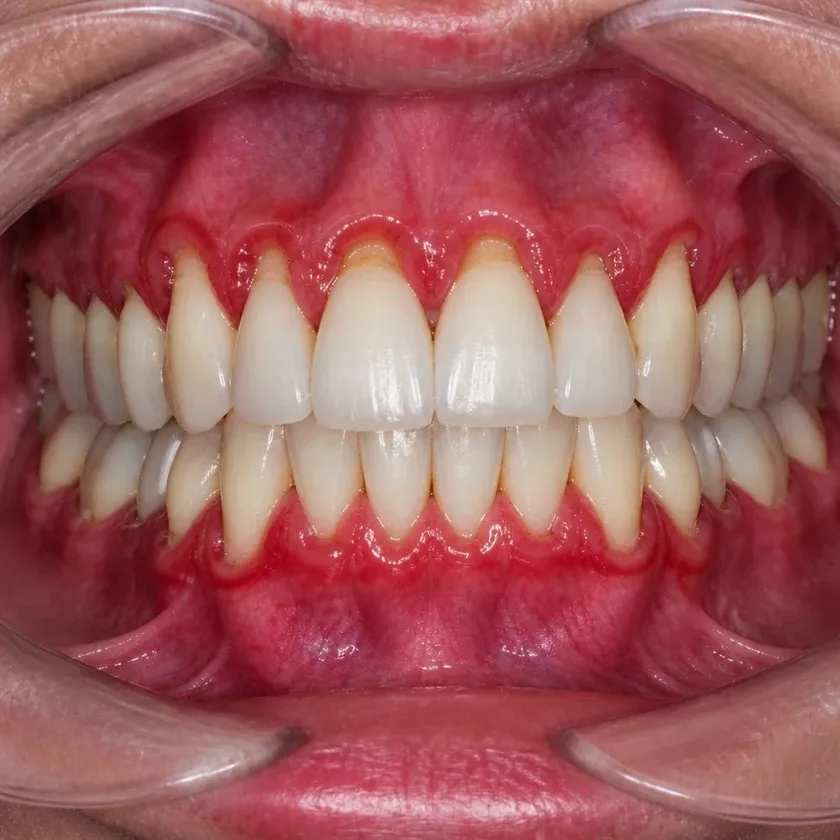Periodontitis treatment — before-treatment condition on a clinical image