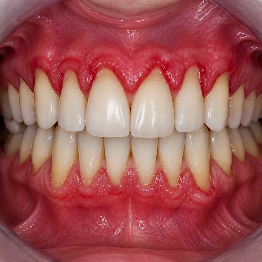 Periodontitis treatment — before-treatment condition on a clinical image