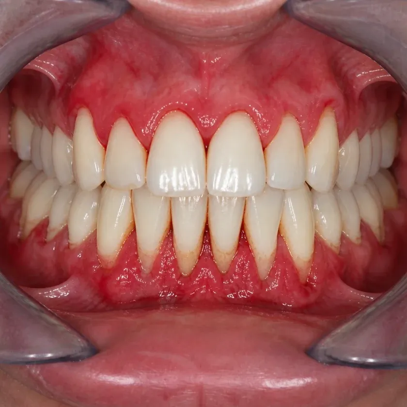 Periodontitis treatment — before-treatment condition on a clinical image
