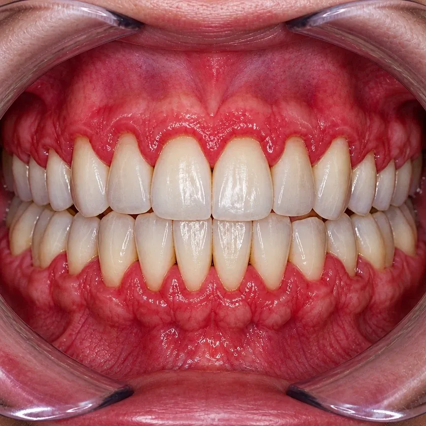 Periodontitis treatment — before-treatment condition on a clinical image
