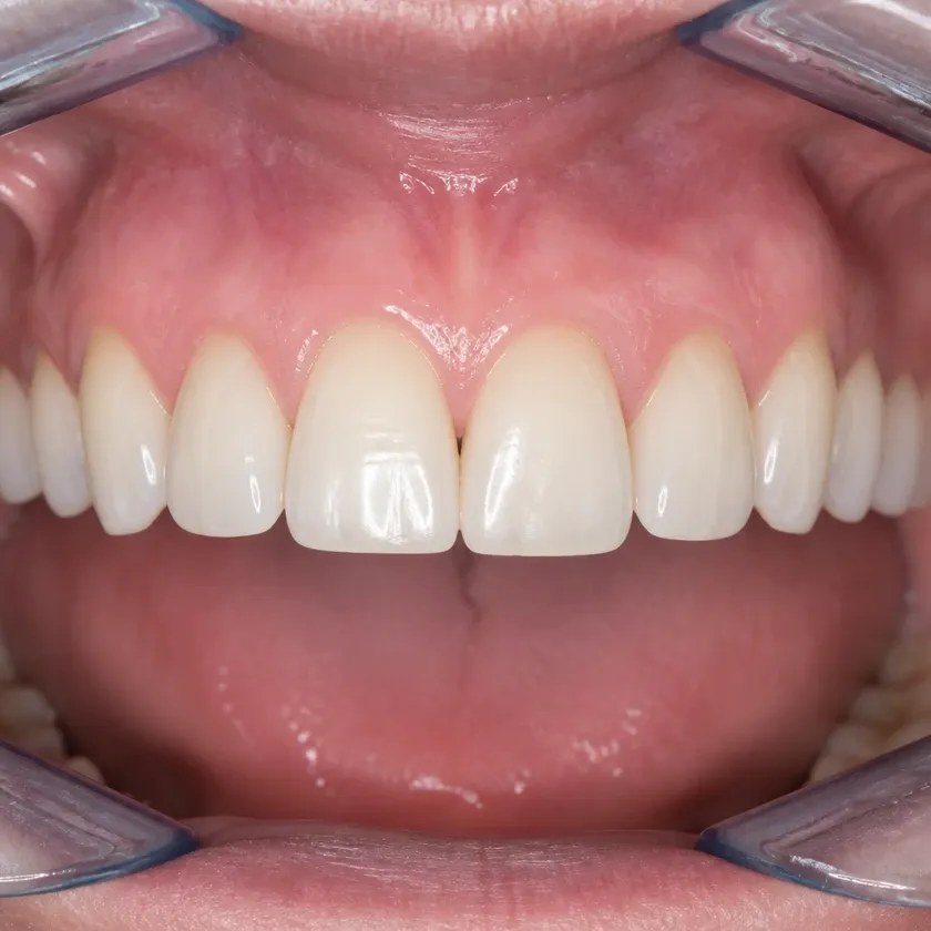 Periodontitis treatment — close-up of the result after treatment in a clinical photograph