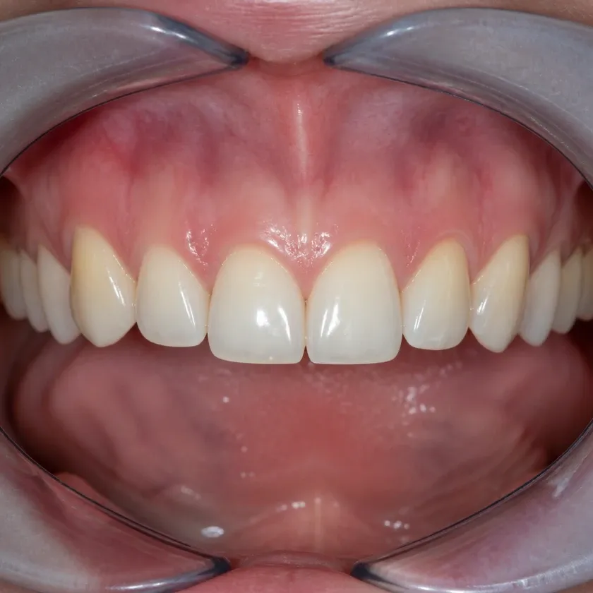 Treatment of a gum fistula — close-up of the result after treatment in a clinical photograph