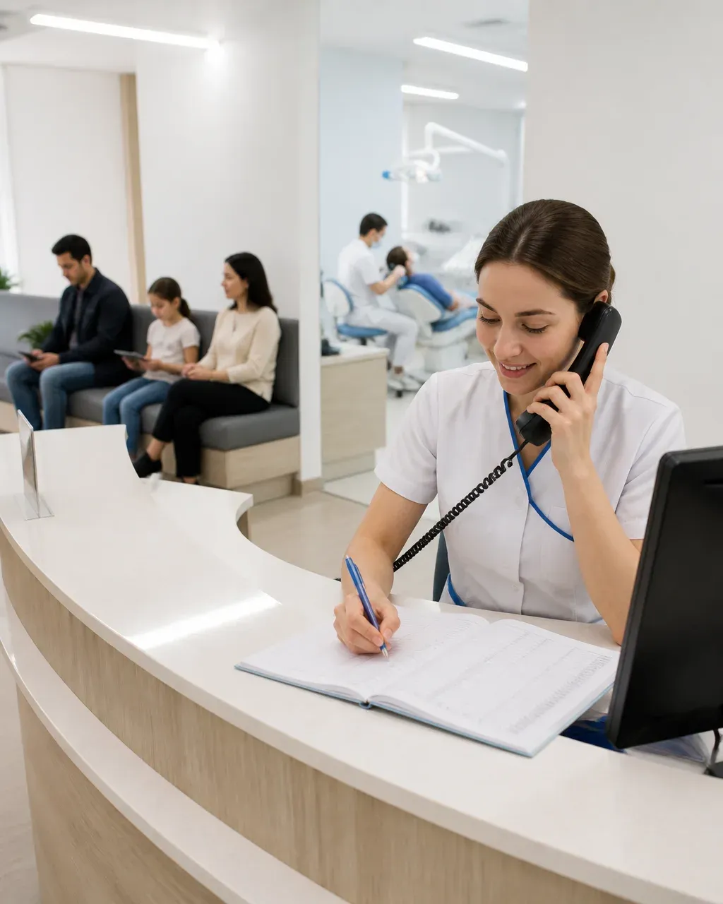 The clinic administrator schedules the patient's appointment by phone