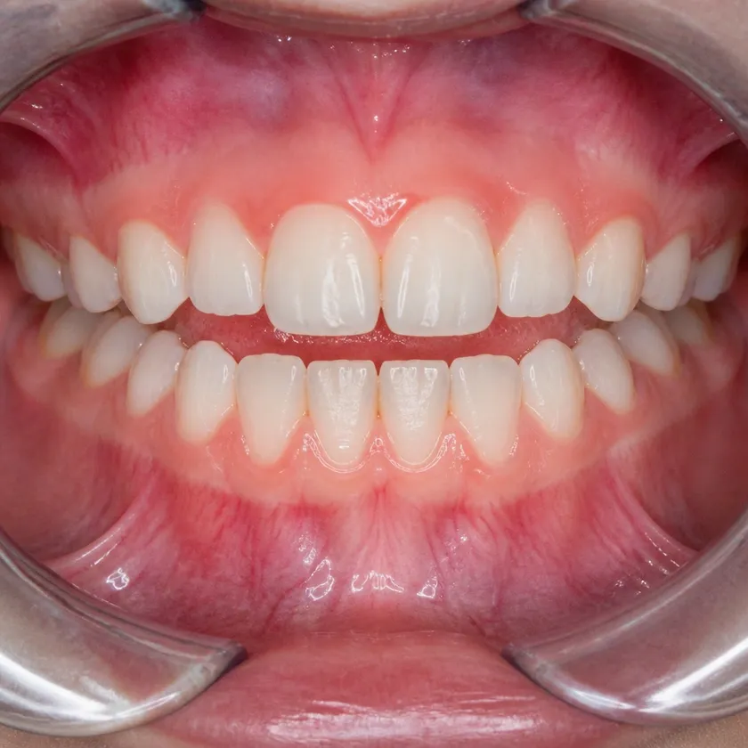 pediatric dental treatment — close-up of the result after treatment in a clinical photograph