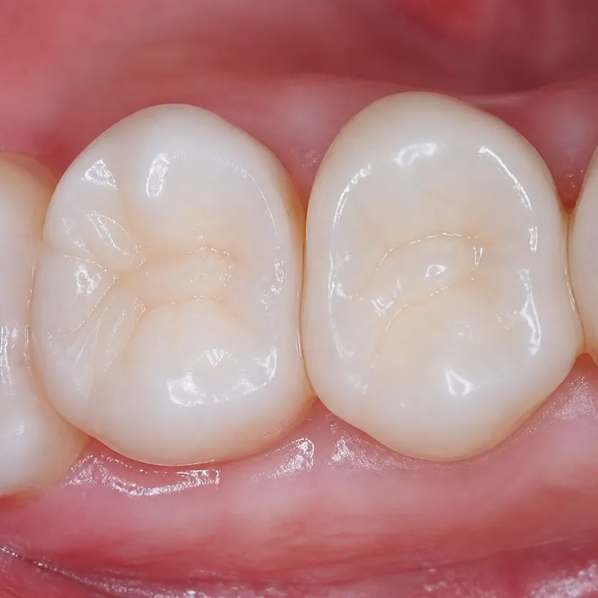 Laser dental treatment — close-up of the treatment result on a clinical image