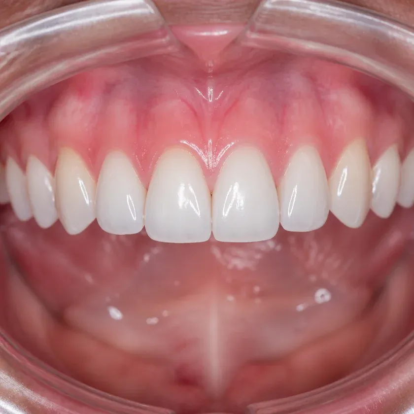 Dental treatment under general anesthesia — close-up of the result after treatment in a clinical photograph