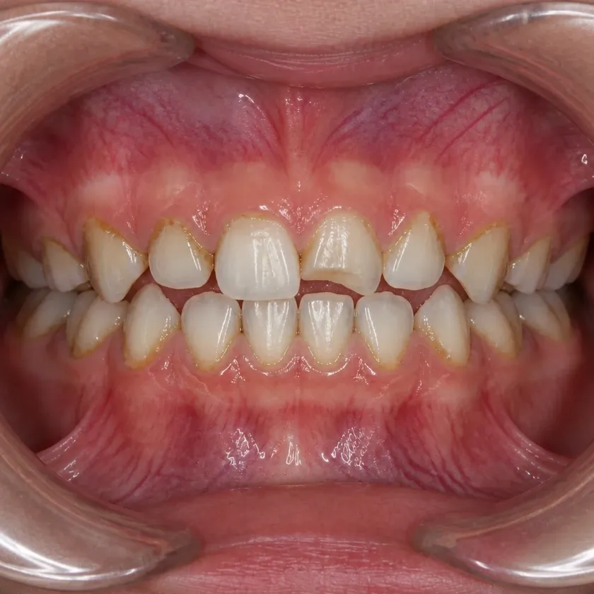 Dental treatment under general anesthesia — pre-treatment condition on a clinical image