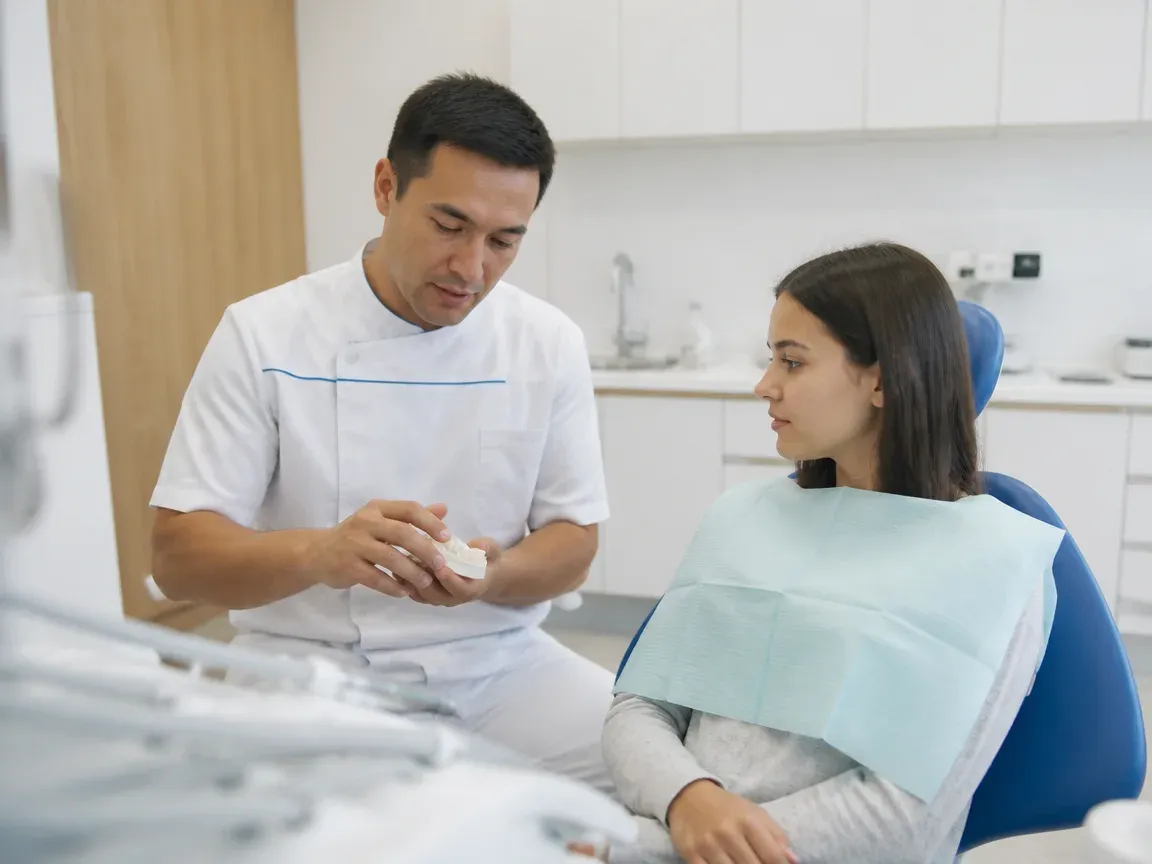 End of appointment: the doctor sits with the patient to go over aftercare recommendations — illustration for the "Follow-up and Prevention" section