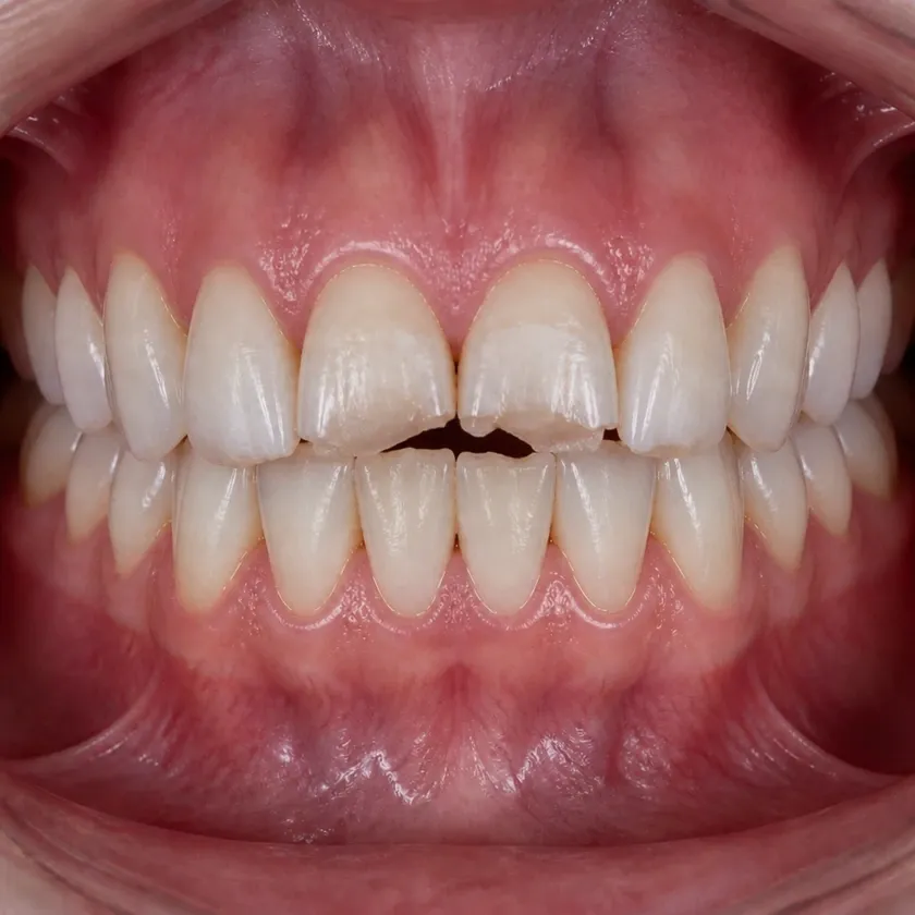 Lumineers — before-treatment condition in a clinical photograph