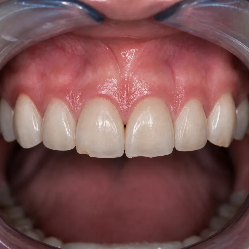 Lumineers — before-treatment condition in a clinical photograph