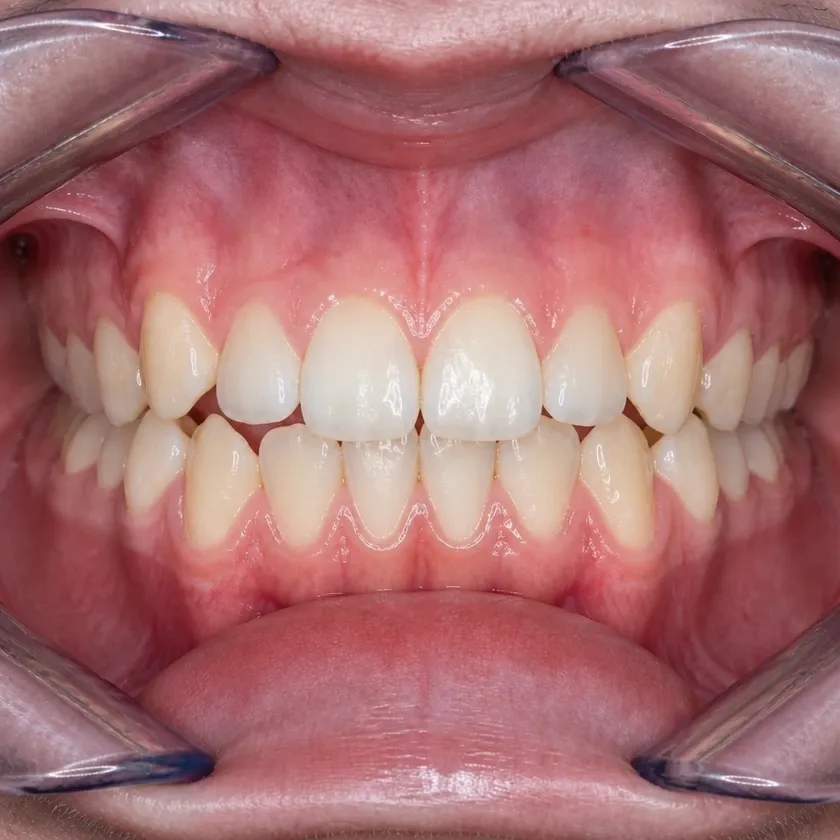 Metal braces — pre-treatment condition on a clinical image