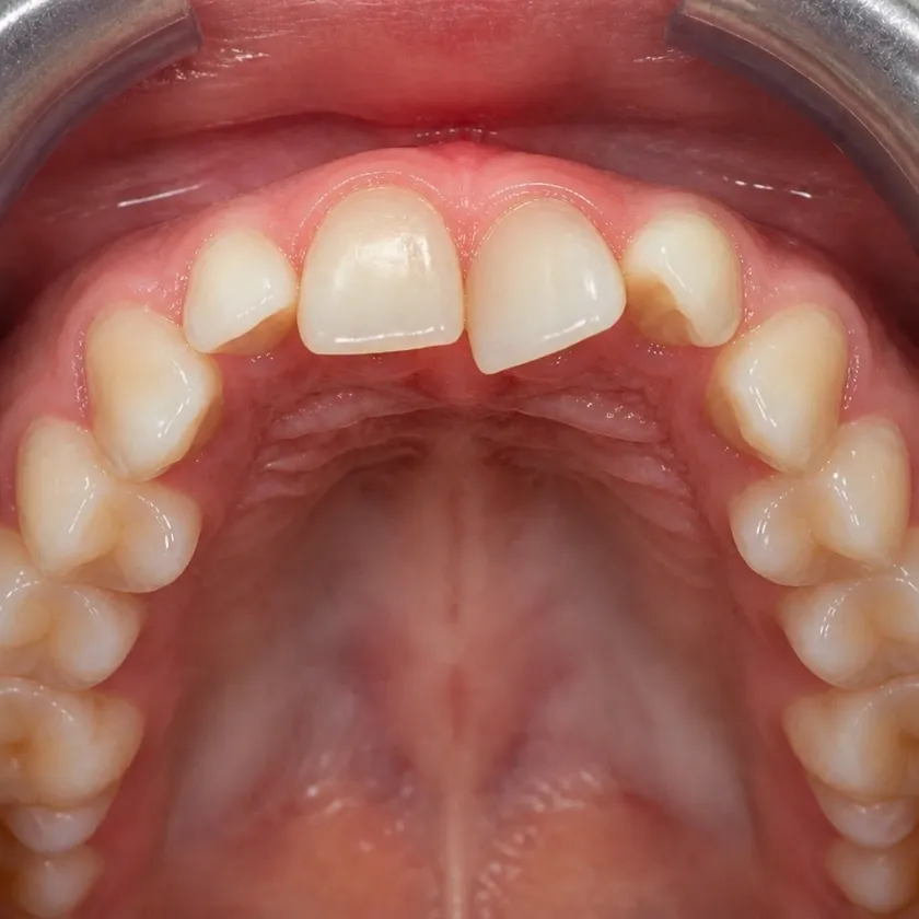 Metal braces — pre-treatment condition on a clinical image
