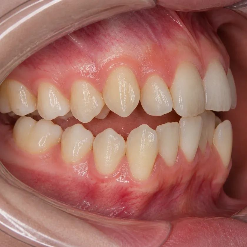 Metal braces — pre-treatment condition on a clinical image