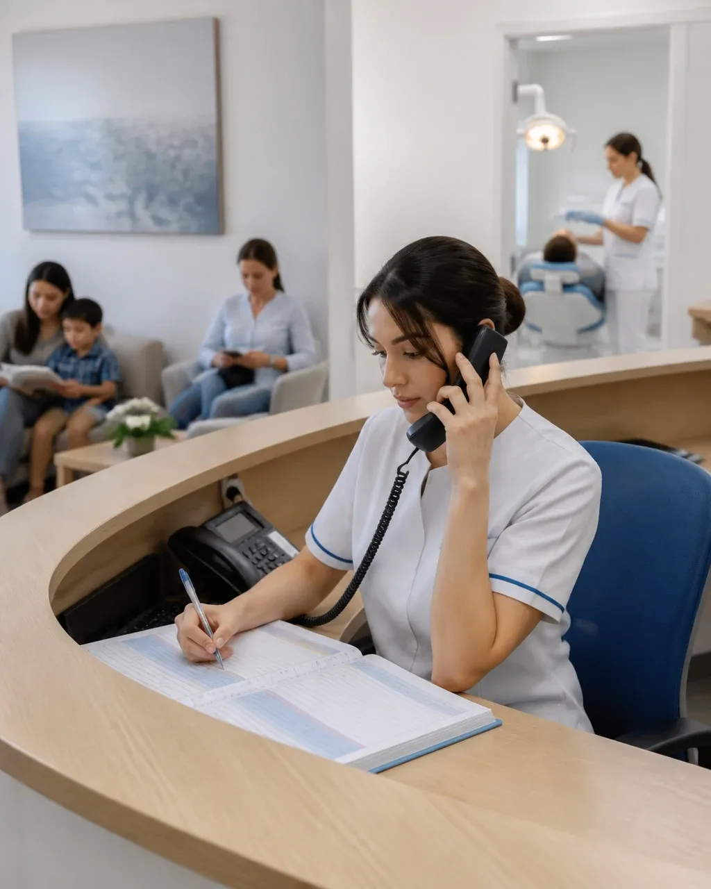 The clinic administrator schedules the patient's appointment by phone