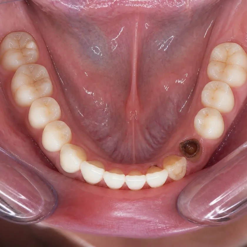 Microprosthetics of teeth — before treatment, clinical photograph