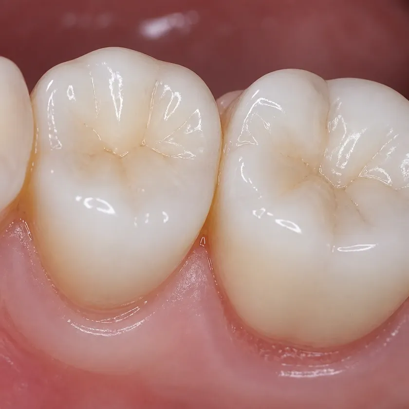 Microprosthetics of teeth — close-up treatment result on a clinical image