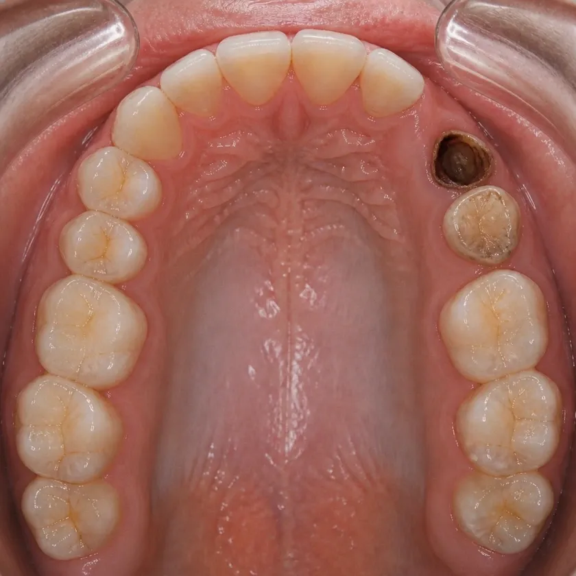 Microprosthetics of teeth — before treatment, clinical photograph