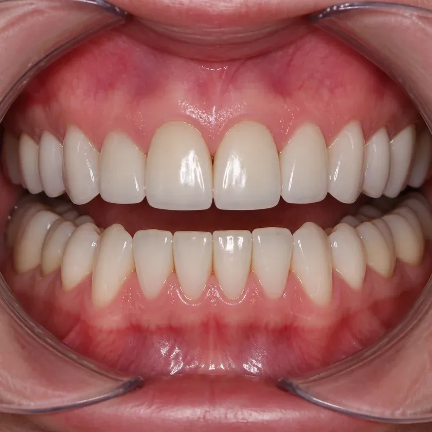 Immediate dental implantation — close-up clinical image of the result after treatment