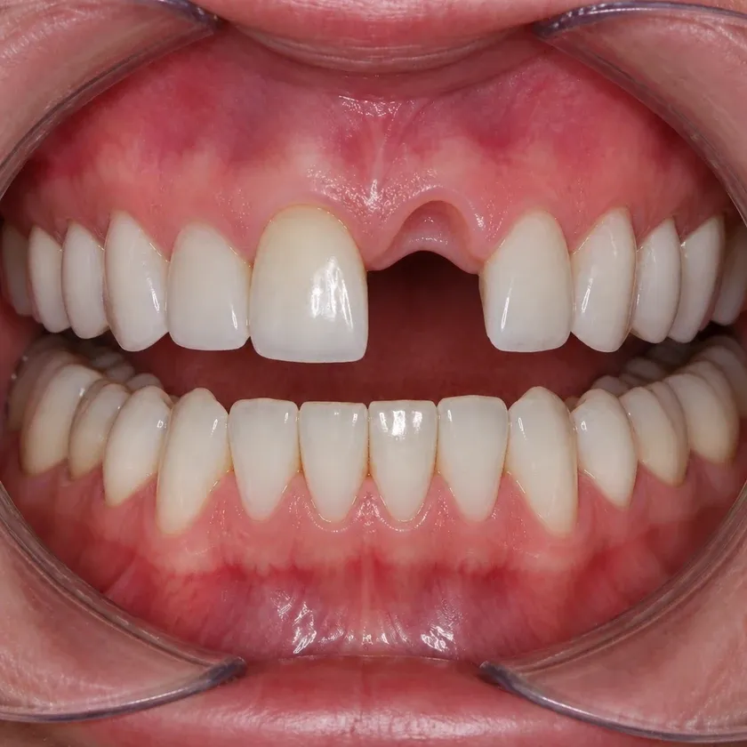 Immediate dental implant placement — pre-treatment clinical photograph