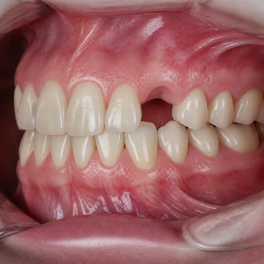 Immediate dental implant placement — pre-treatment clinical photograph