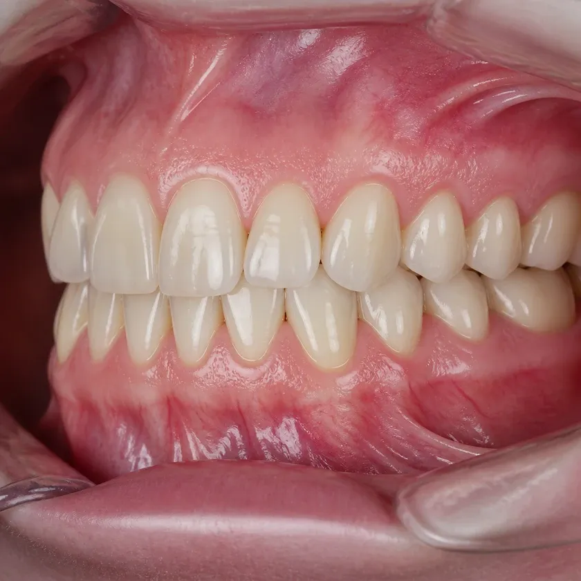 Immediate dental implantation — close-up clinical image of the result after treatment
