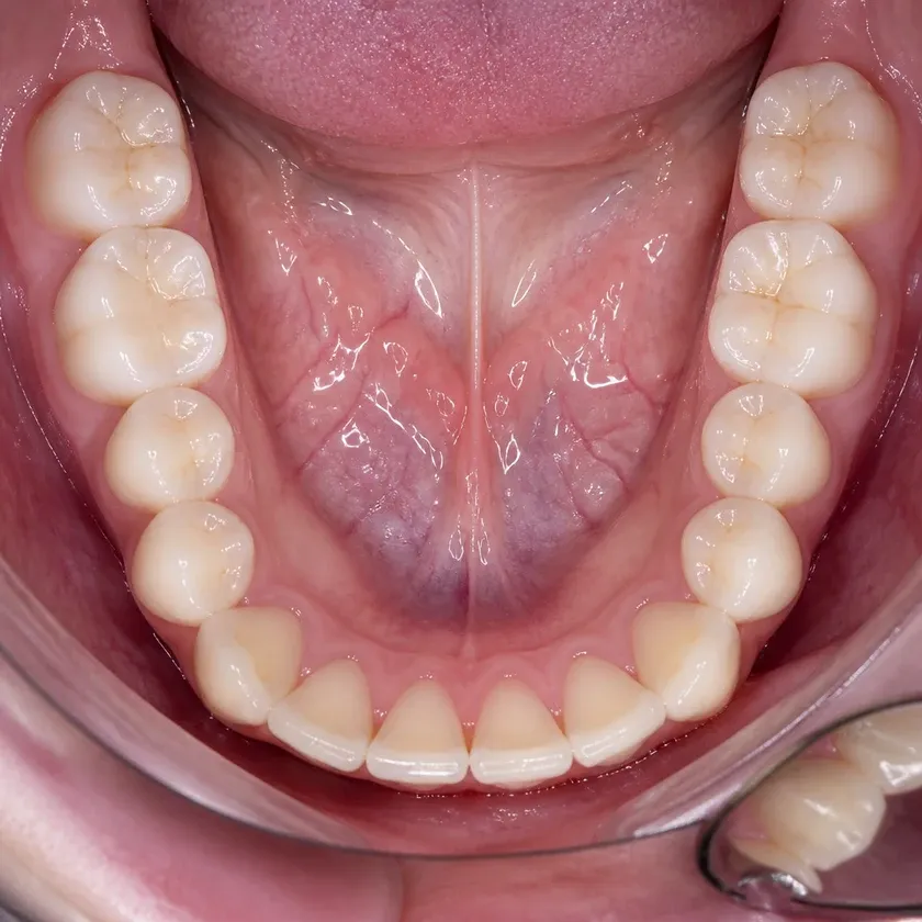 Bite correction surgery — close-up clinical photo of the result after treatment
