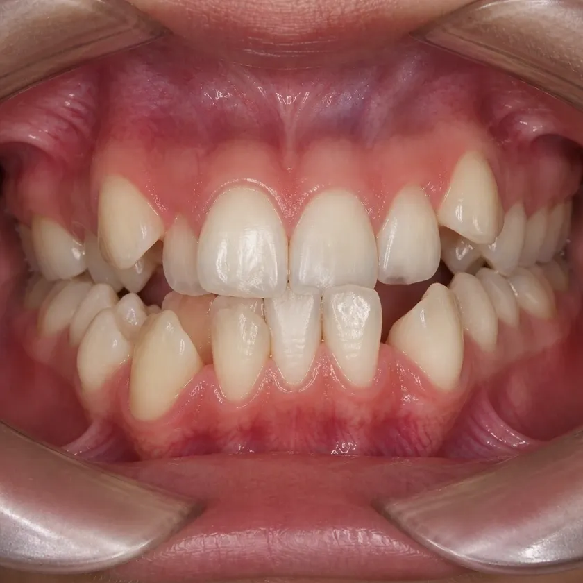 Orthodontics — pre-treatment condition in a clinical photograph