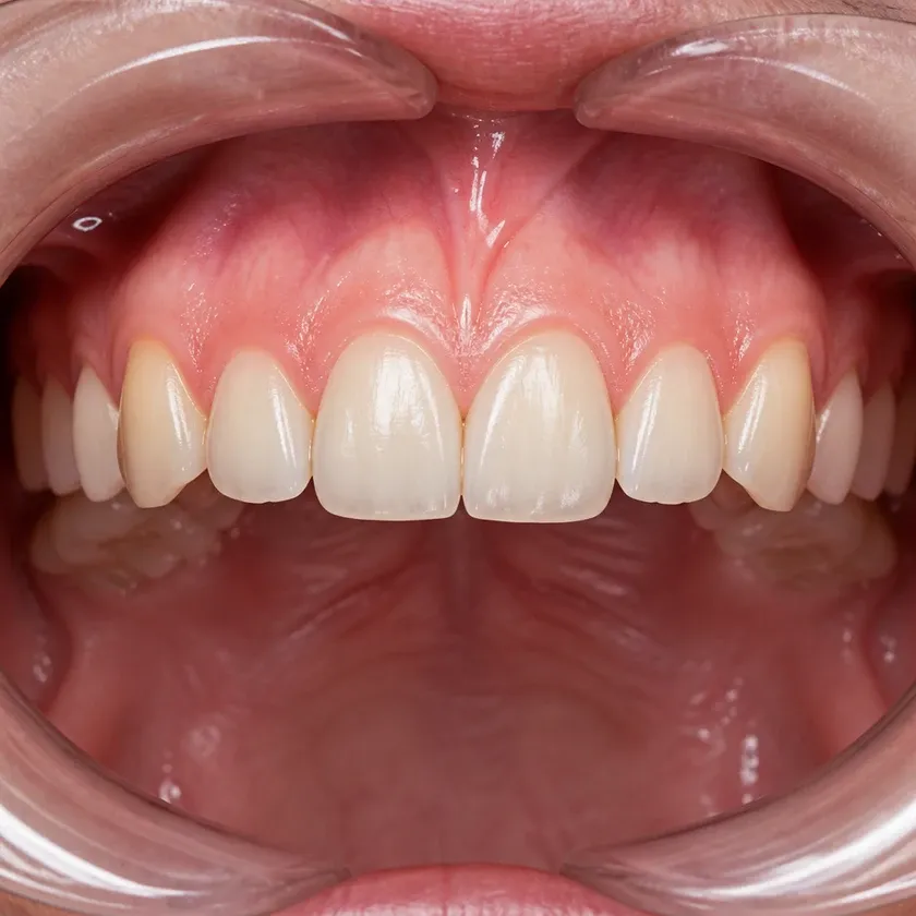 Orthodontics — close-up of the result after treatment in a clinical photograph