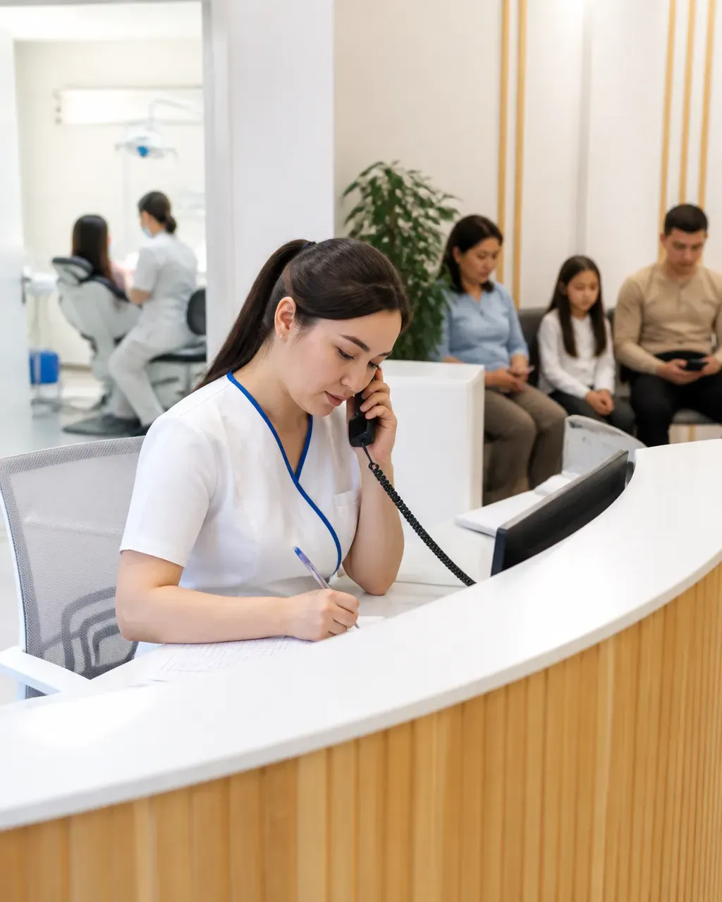 The clinic administrator schedules the patient's appointment by phone