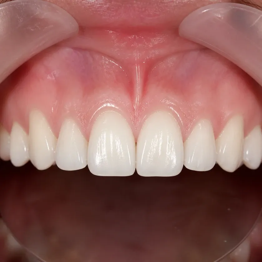 Beyond Polus teeth whitening — close-up of the result after treatment in a clinical photograph