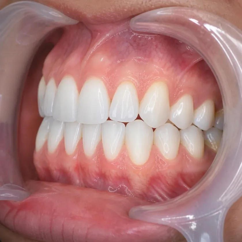 Beyond Polus teeth whitening — close-up clinical photo showing the result after treatment