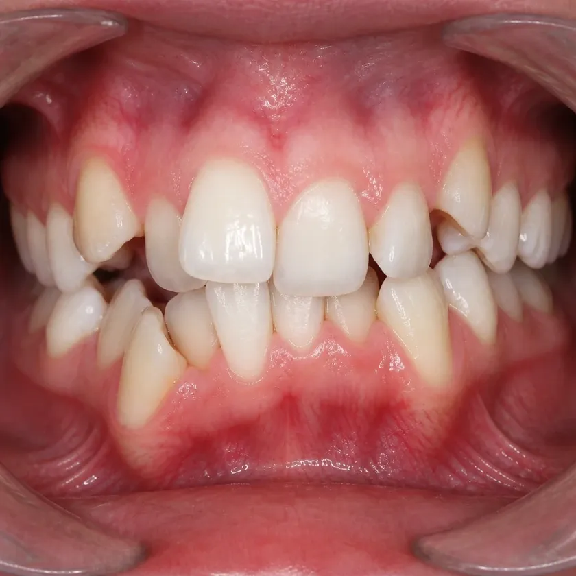 Dental veneers — before treatment, clinical photograph