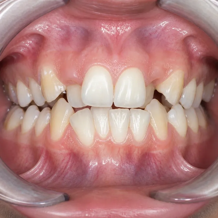 Dental veneers — before treatment, clinical photograph